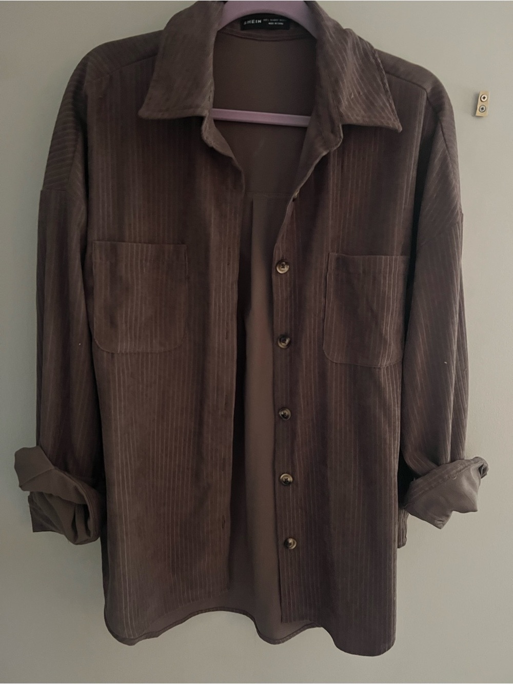 Purple Brown Corduroy Shirt Jacket